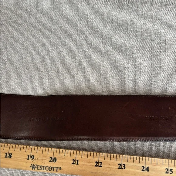 Ralph Lauren Brown Leather wide Belt with Gold Buckle and padlock charm - Picture 5 of 6